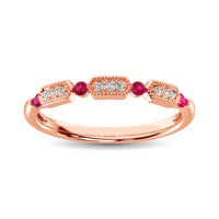 Thumbnail for Diamond 1/5 Ct.Tw. And Ruby Stack Band in 14K Rose Gold ( 9 Diamond and 4 Ruby )