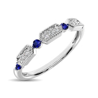 Thumbnail for 14K White Gold Alternate Diamond 1/5 Ctw and Blue Saphire Ring