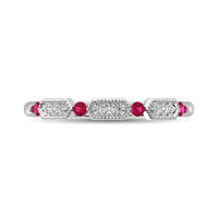 Thumbnail for Diamond 1/5 Ct.Tw. And Ruby Stack Band in 14K White Gold ( 9 Diamond and 4 Ruby )