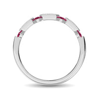 Thumbnail for Diamond 1/5 Ct.Tw. And Ruby Stack Band in 14K White Gold ( 9 Diamond and 4 Ruby )