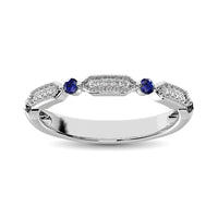 Thumbnail for Diamond 1/5 Ct.Tw. And Blue Sapphire Stack Band in 14K White Gold ( 15 Diamond and 4 Blue Sapphire )