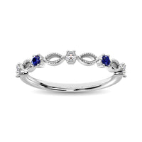 Thumbnail for Diamond 1/5 Ct.Tw. And Blue Sapphire Stackable Band in 14K White Gold