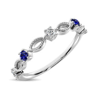 Thumbnail for Diamond 1/5 Ct.Tw. And Blue Sapphire Stackable Band in 14K White Gold