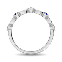 Thumbnail for Diamond 1/5 Ct.Tw. And Blue Sapphire Stackable Band in 14K White Gold