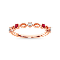 Thumbnail for Diamond 1/5 Ct.Tw. And Ruby Stack Band in 14K White Gold ( 3 Diamond and 2 Ruby )