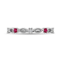 Thumbnail for Diamond 1/5 Ct.Tw. And Ruby Stack Band in 14K White Gold ( 3 Diamond and 2 Ruby )
