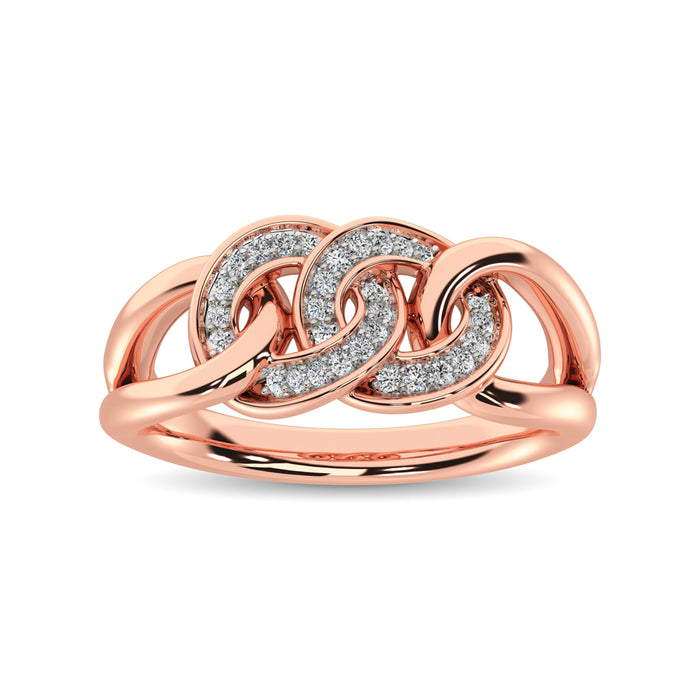 10K Rose Gold 1/5 Ct.Tw. Diamond Interlinked Circle Ring