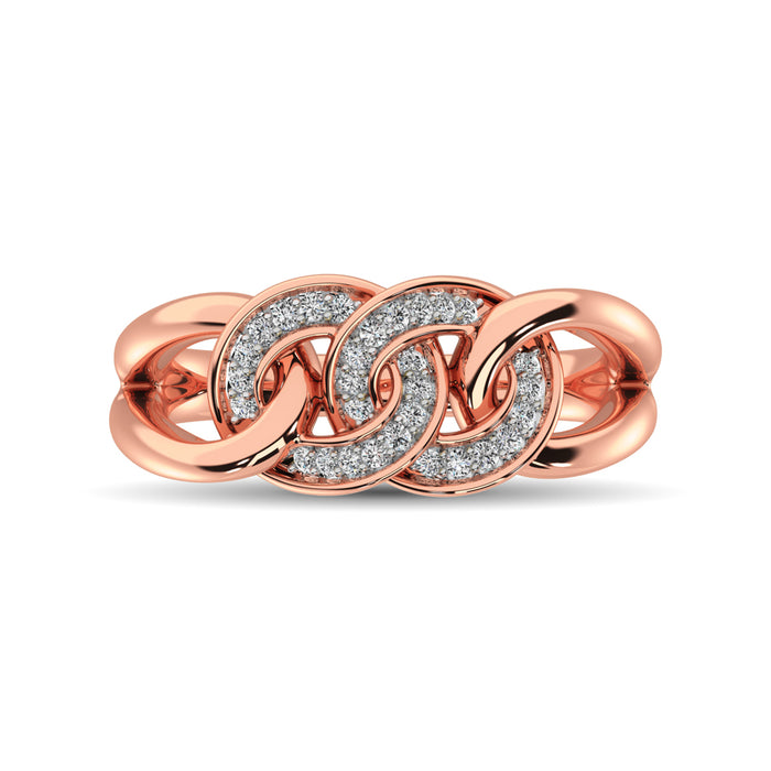 10K Rose Gold 1/5 Ct.Tw. Diamond Interlinked Circle Ring