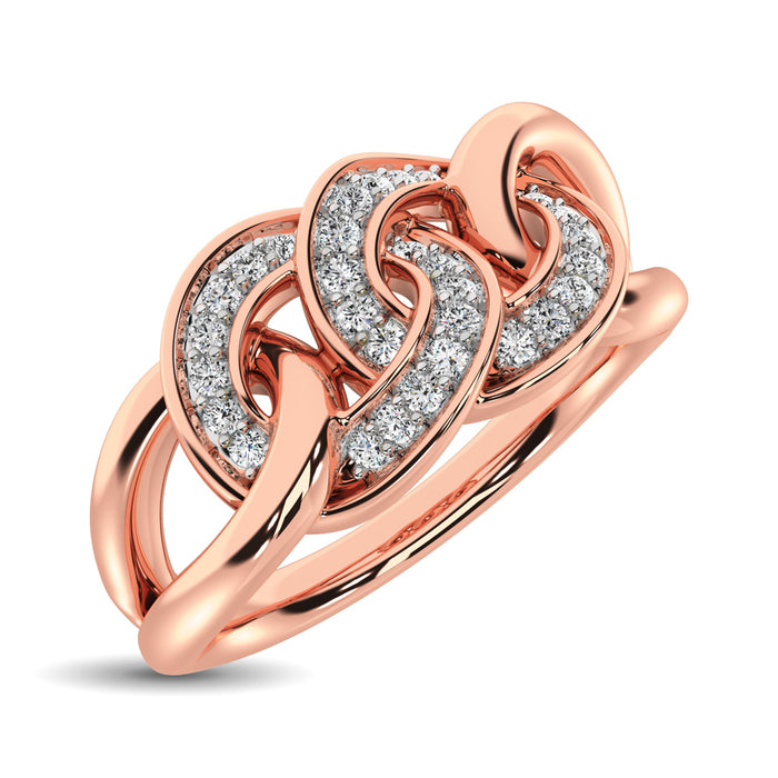 10K Rose Gold 1/5 Ct.Tw. Diamond Interlinked Circle Ring