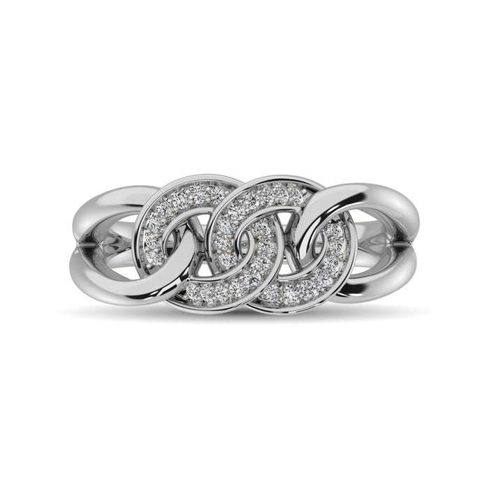 10K White Gold 1/5 Ct.Tw. Diamond Interlinked Circle Ring