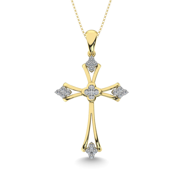 Gothic Style Diamond 1/5 Ct.Tw Cross Pendant in 10K Yellow Gold