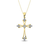 Thumbnail for Gothic Style Diamond 1/5 Ct.Tw Cross Pendant in 10K Yellow Gold