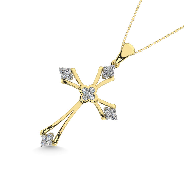 Gothic Style Diamond 1/5 Ct.Tw Cross Pendant in 10K Yellow Gold