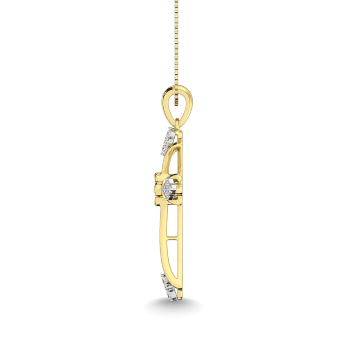 Gothic Style Diamond 1/5 Ct.Tw Cross Pendant in 10K Yellow Gold