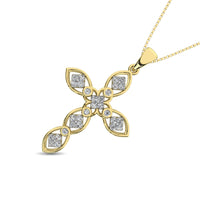 Thumbnail for 14K Yellow Gold 1/5 Ct.Tw. Diamond Cross Pendant
