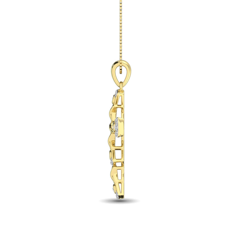 Gothic Style Diamond 1/6 Ct.Tw Cross Pendant in 10K Yellow Gold