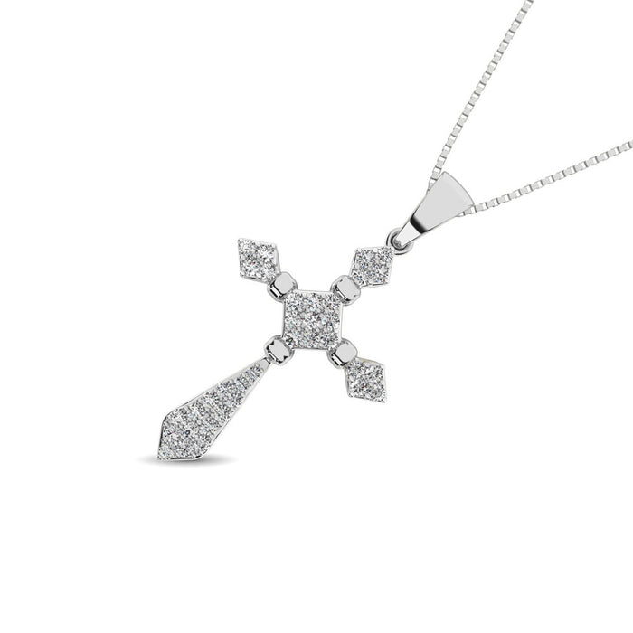 14K White Gold 1/5 Ct.Tw. Diamond Cross Pendant