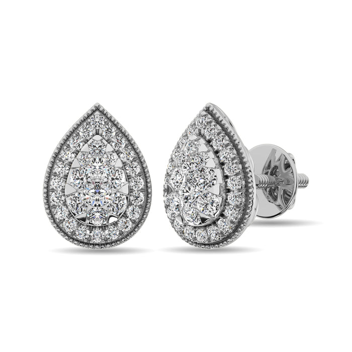 Diamond 5/8 Ct.Tw. Pear Shape Stud Earrings in 14K White Gold