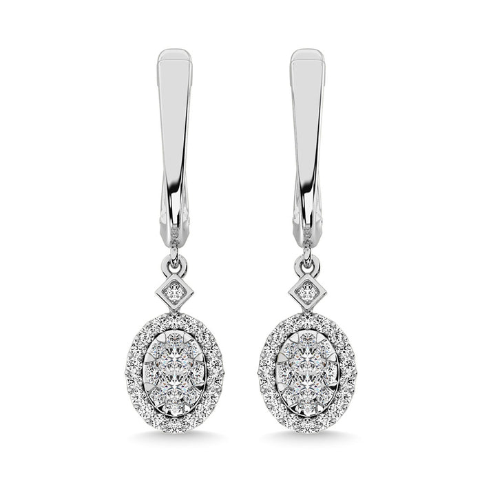 Diamond 1/2 Ct.Tw. Cluster Danglers Earrings in 10K White Gold