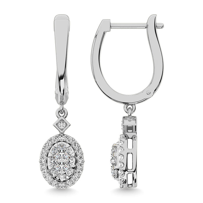 Diamond 1/2 Ct.Tw. Cluster Danglers Earrings in 10K White Gold