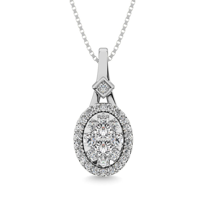 Diamond 3/8 Ct.Tw. Cluster Pendant in 10K White Gold