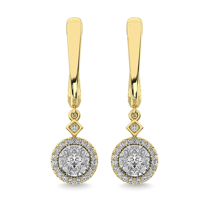 Diamond 1/2 Ct.Tw. ClusterDanglers Earrings in 10K Yellow Gold