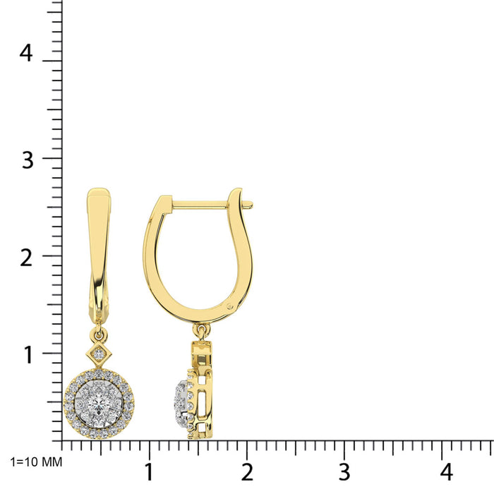 Diamond 1/2 Ct.Tw. ClusterDanglers Earrings in 10K Yellow Gold