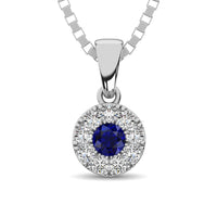 Thumbnail for 14K White Gold Diamond 1/4 Ct.Tw. and Blue Sapphire Pendant
