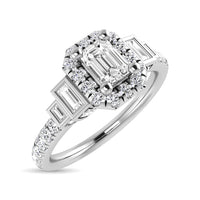 Thumbnail for 14K White Gold 3/4 Ct.Tw. Emerald Cut Diamond Engagement Rings