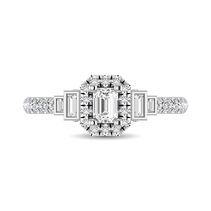 14K White Gold 3/4 Ct.Tw. Emerald Cut Diamond Engagement Rings