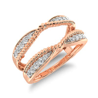 Thumbnail for 14K Rose Gold 1/4 Ct.Tw. Diamond Rope Texute Guard Ring