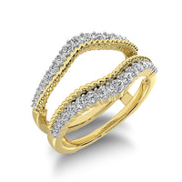 Thumbnail for 14K Yellow Gold 2/5 Ct.Tw. Diamond Rope Texute Guard Ring