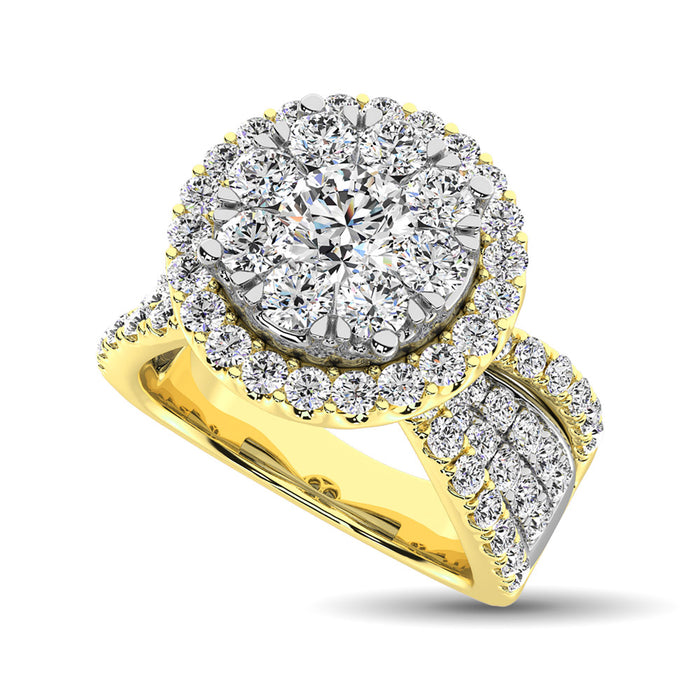 Diamond 2 Ct.Tw. Round Shape Engagement Ring in 14K Two Tone Gold