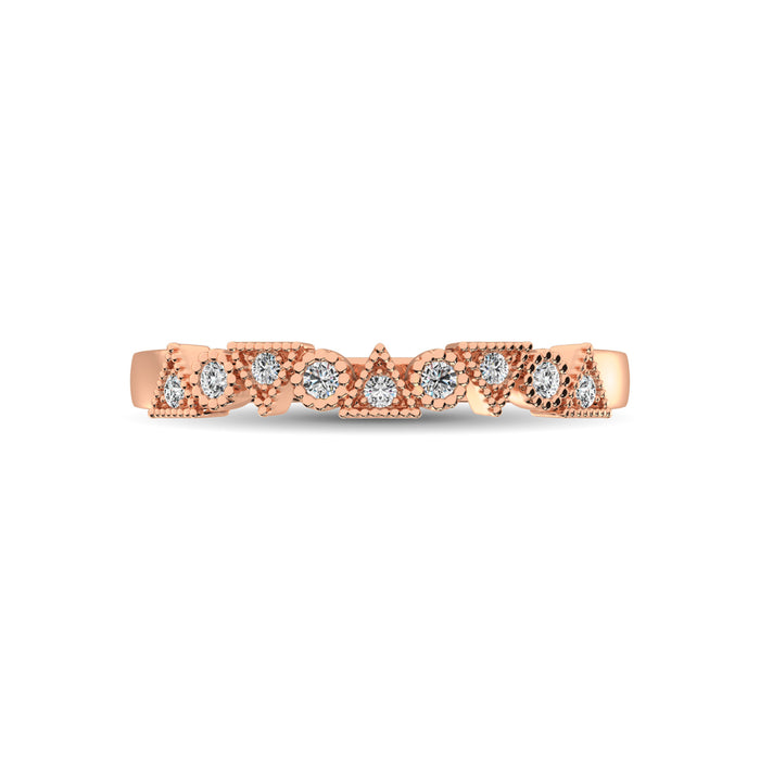 Trigale and Round Shape Diamond 1/10 ctw Band Ring in 14K Rose Gold