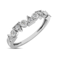 Thumbnail for Trigale and Round Shape Diamond 1/10 ctw Band Ring in 14K White Gold