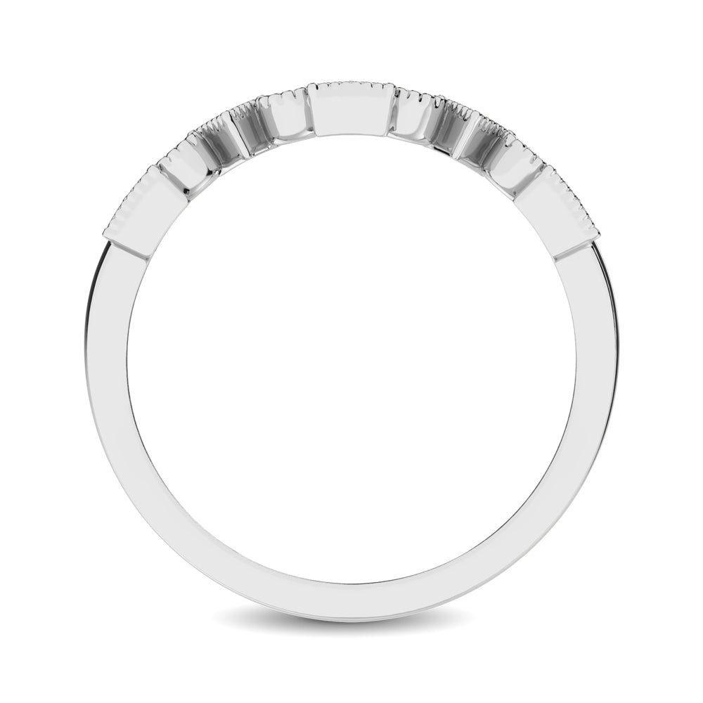 Trigale and Round Shape Diamond 1/10 ctw Band Ring in 14K White Gold