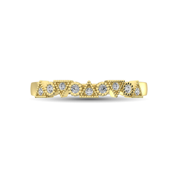 Trigale and Round Shape Diamond 1/10 ctw Band Ring in 14K Yellow Gold