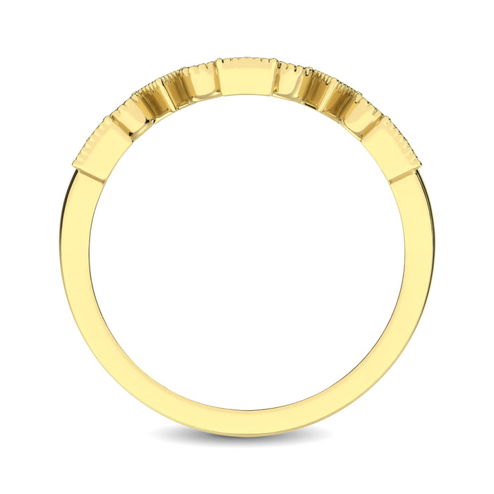 Trigale and Round Shape Diamond 1/10 ctw Band Ring in 14K Yellow Gold