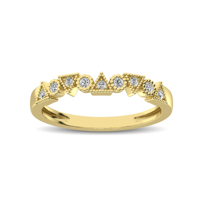 Trigale and Round Shape Diamond 1/10 ctw Band Ring in 14K Yellow Gold