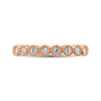 Thumbnail for Diamond 1/4 Ctw Stackable Bezel Band with Beaded Setting in 14K Rose Gold