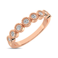Thumbnail for Diamond 1/4 Ctw Stackable Bezel Band with Beaded Setting in 14K Rose Gold