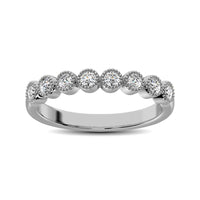 Thumbnail for Diamond 1/4 Ctw Stackable Bezel Band with Beaded Setting in 14K White Gold