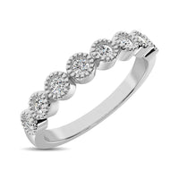Thumbnail for Diamond 1/4 Ctw Stackable Bezel Band with Beaded Setting in 14K White Gold