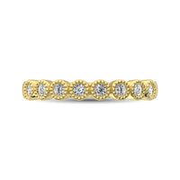 Thumbnail for Diamond 1/4 Ctw Stackable Bezel Band with Beaded Setting in 14K Yellow Gold
