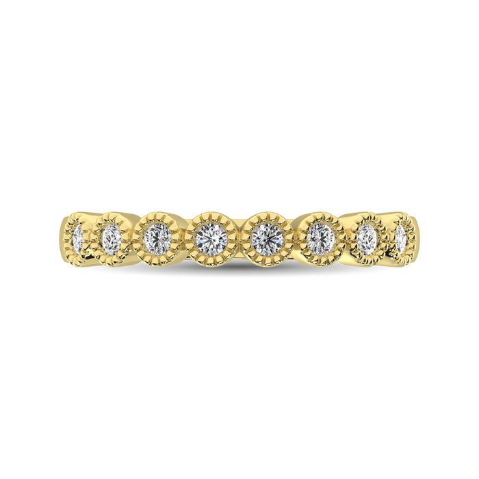 Diamond 1/4 Ctw Stackable Bezel Band with Beaded Setting in 14K Yellow Gold