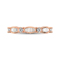 Thumbnail for 14K Rose Gold 1/4 Ctw Round and Tapper Diamond Band Ring