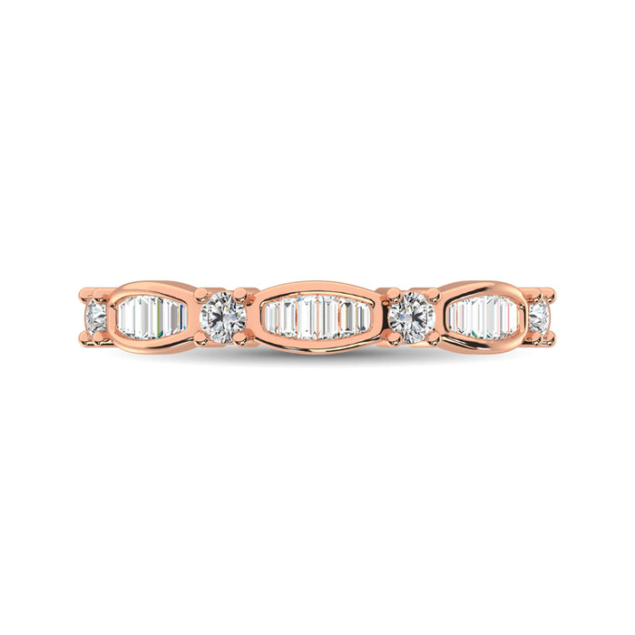 14K Rose Gold 1/4 Ctw Round and Tapper Diamond Band Ring