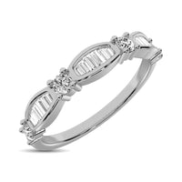 Thumbnail for 14K White Gold 1/4 Ctw Round and Tapper Diamond Band Ring