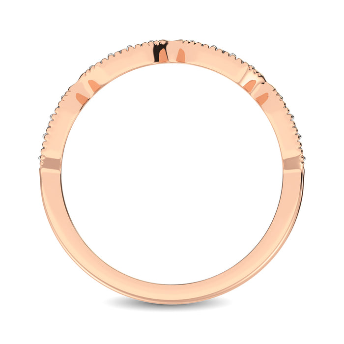Beaded Style Band set with 1/6 Ctw Diamond in 14K Rose Gold