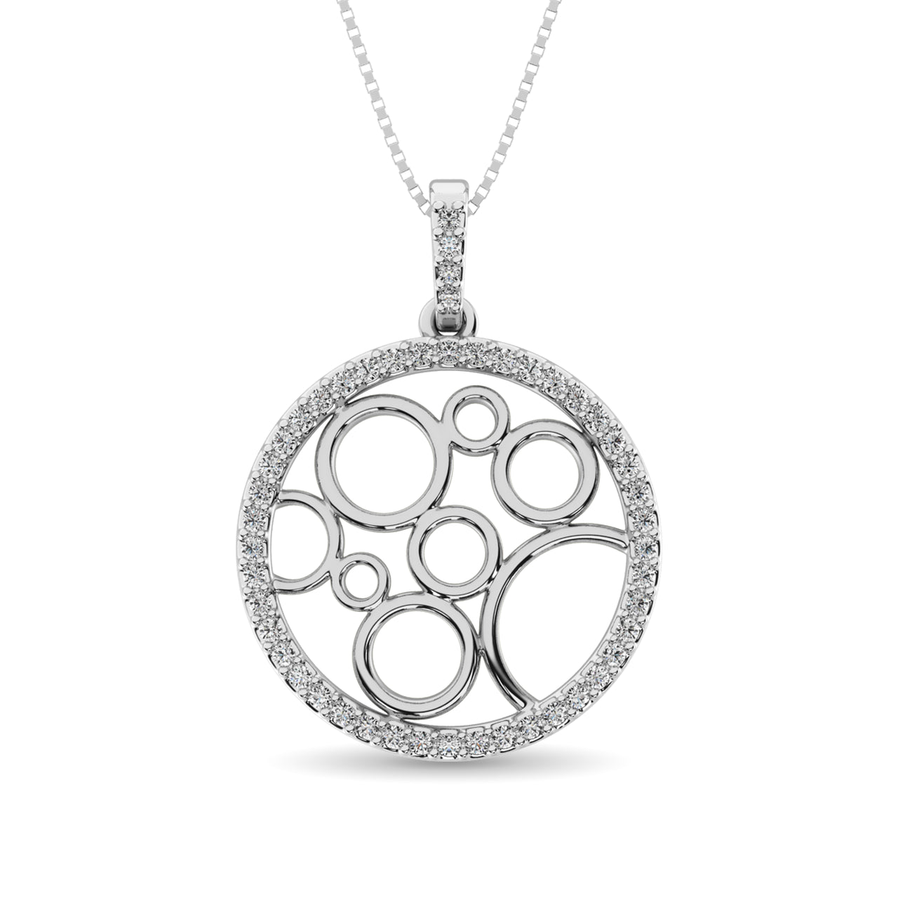 10K White Gold 1/4 Ct.Tw. Diamond Circle Pendant